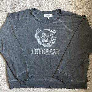 The Great college sweatshirt in grey with frayed edges